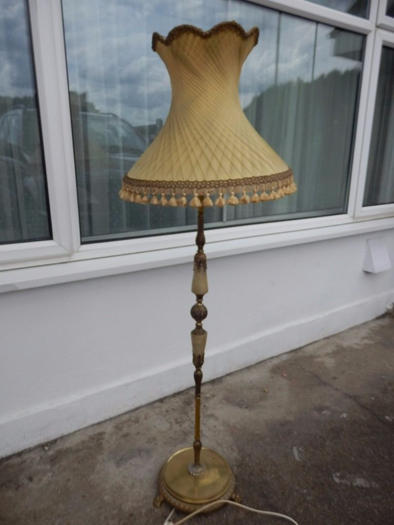 Tall Vintage Brass And Green Onyx Free Standing Upright Floor Lamp pertaining to dimensions 768 X 1024