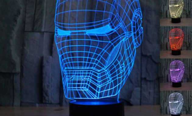 The Avengers Super Hero Iron Man Mask 3d Lamp Led Night Light Model pertaining to sizing 1000 X 1000