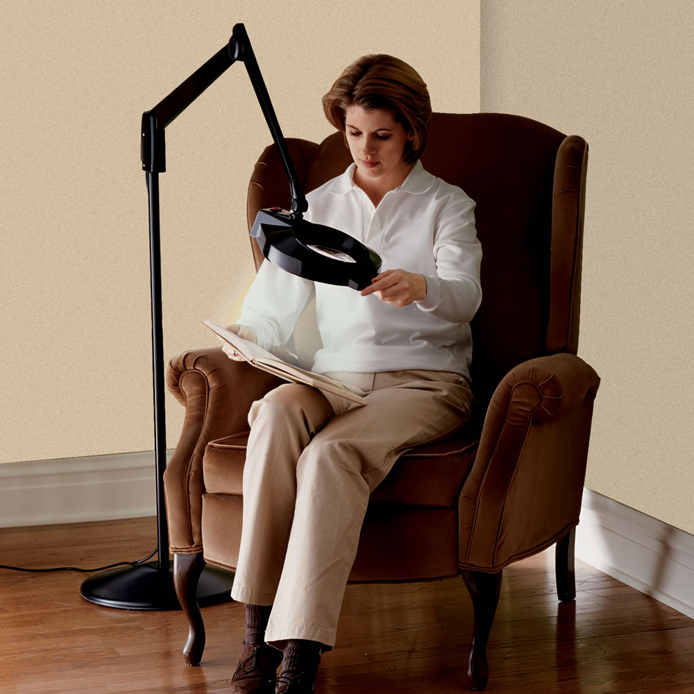 The Professionals Floor Standing Magnifier Lamp Hammacher Schlemmer throughout dimensions 1000 X 1000