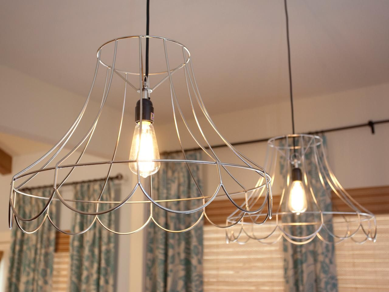 These Two Pendants Are Made From Wire Lampshades With Vintage Edison throughout dimensions 1280 X 960