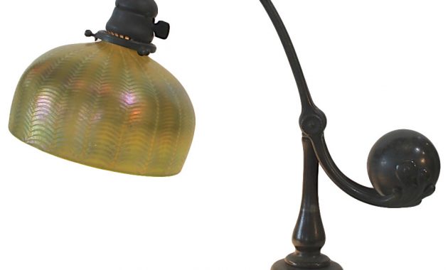 Tiffany Studios Bronze Counterbalance Desk Lamp With Damascene Shade intended for sizing 976 X 902