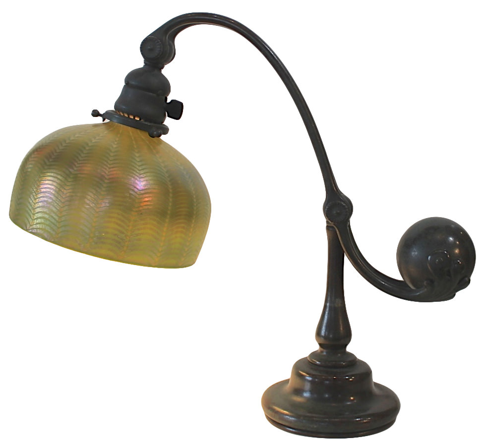 Tiffany Studios Bronze Counterbalance Desk Lamp With Damascene Shade intended for sizing 976 X 902