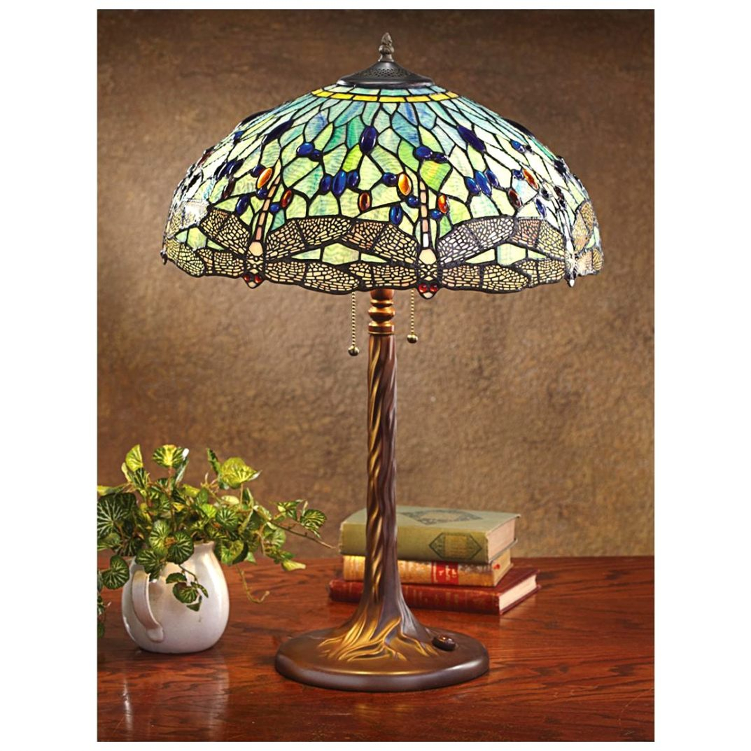 Tiffany Style Red Dragonfly Table Lamp Kapelire within sizing 1073 X 1073