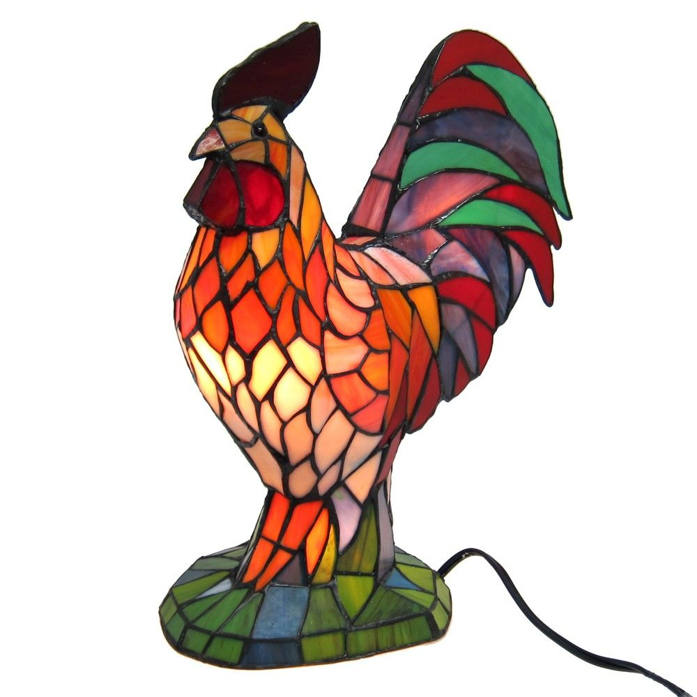 Tiffany Style Rooster Stained Glass Accent Lamp 16 Inch 3699 with sizing 1000 X 1000