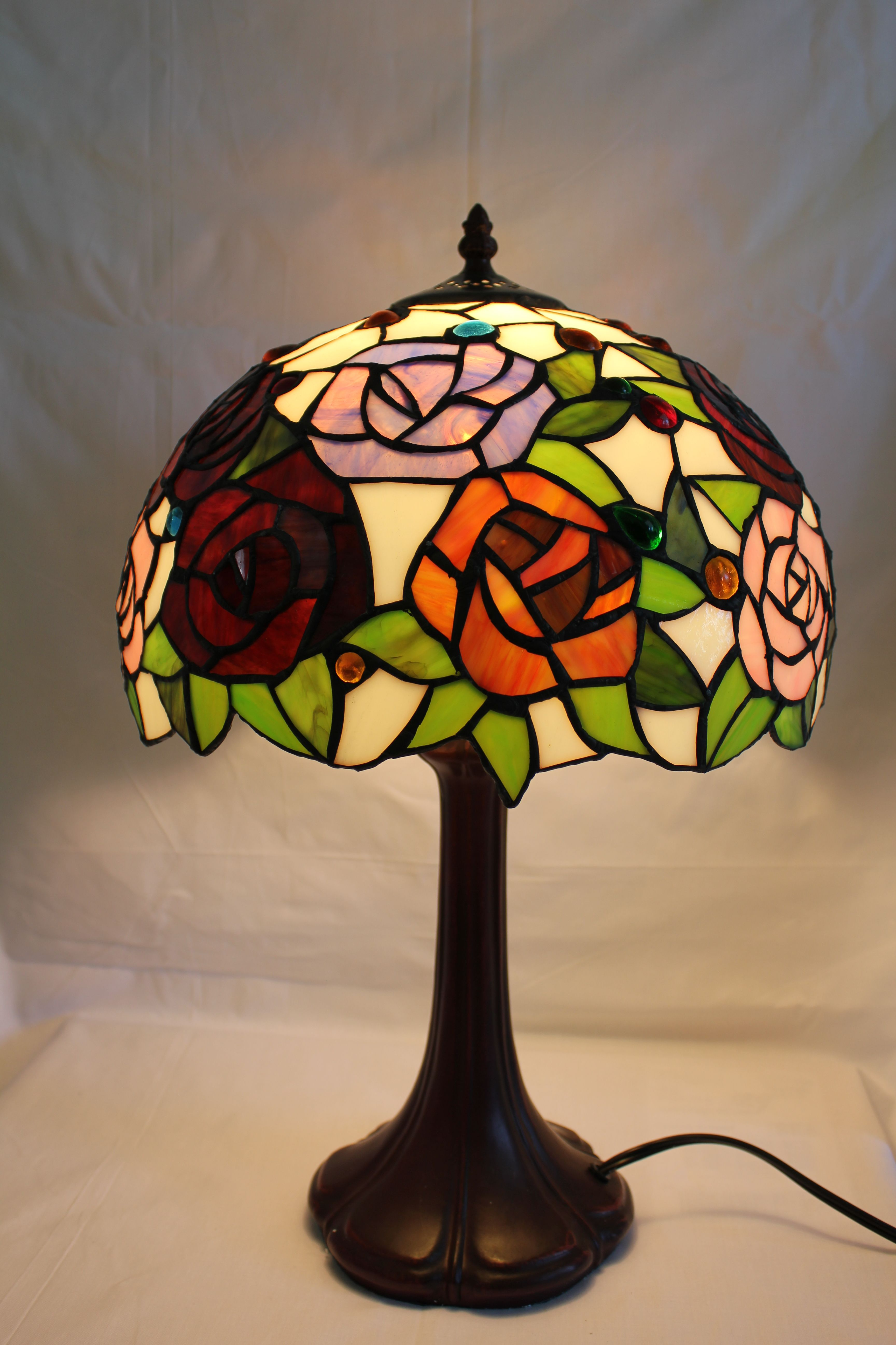 Tiffany Table Lamp 12 Inch Rose Flower Design Glass Lamp Shade With pertaining to measurements 3456 X 5184