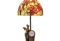 Tiffany Table Lamp Fairy Blossoms And Mini Clok On The Bottom Brown for measurements 1033 X 1033