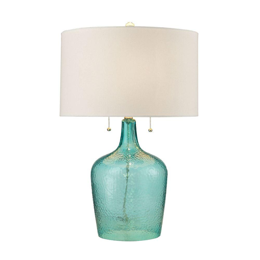 Titan Lighting 26 In Hatteras Seabreeze Hammered Glass Table Lamp in measurements 1000 X 1000