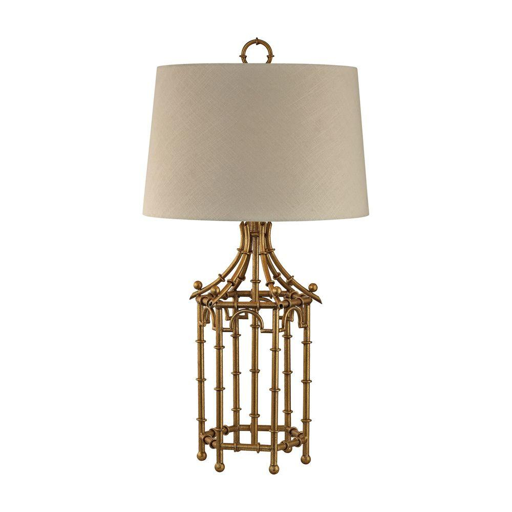 Titan Lighting 33 In Gold Leaf Bamboo Birdcage Table Lamp Tn 999269 regarding sizing 1000 X 1000