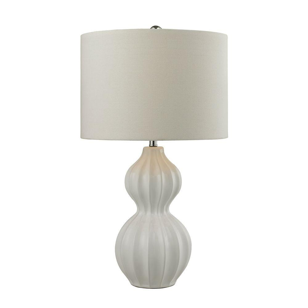 Titan Lighting Ribbed Gourd 26 In Gloss White Ceramic Table Lamp Tn in sizing 1000 X 1000