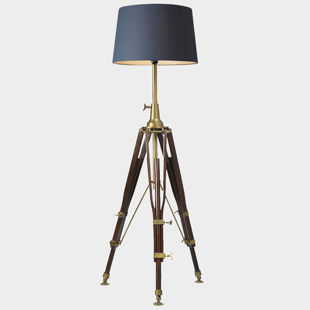 Tripod Floor Lamp Lamps Royal Marine Antique Brass And Brown Multi inside dimensions 1000 X 1000