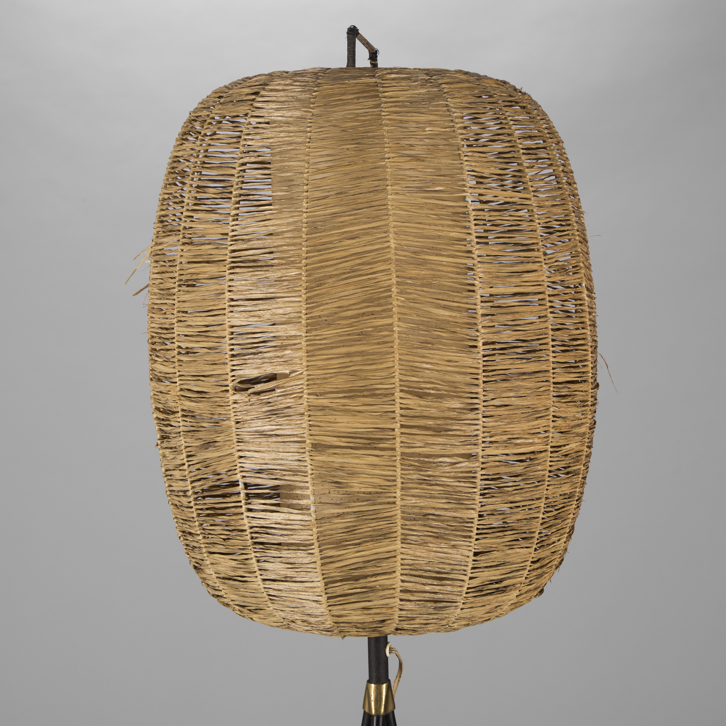 Tripod Floor Lamp With Raffia Lamp Shade Italian Work Circa 1950 for sizing 2500 X 2500