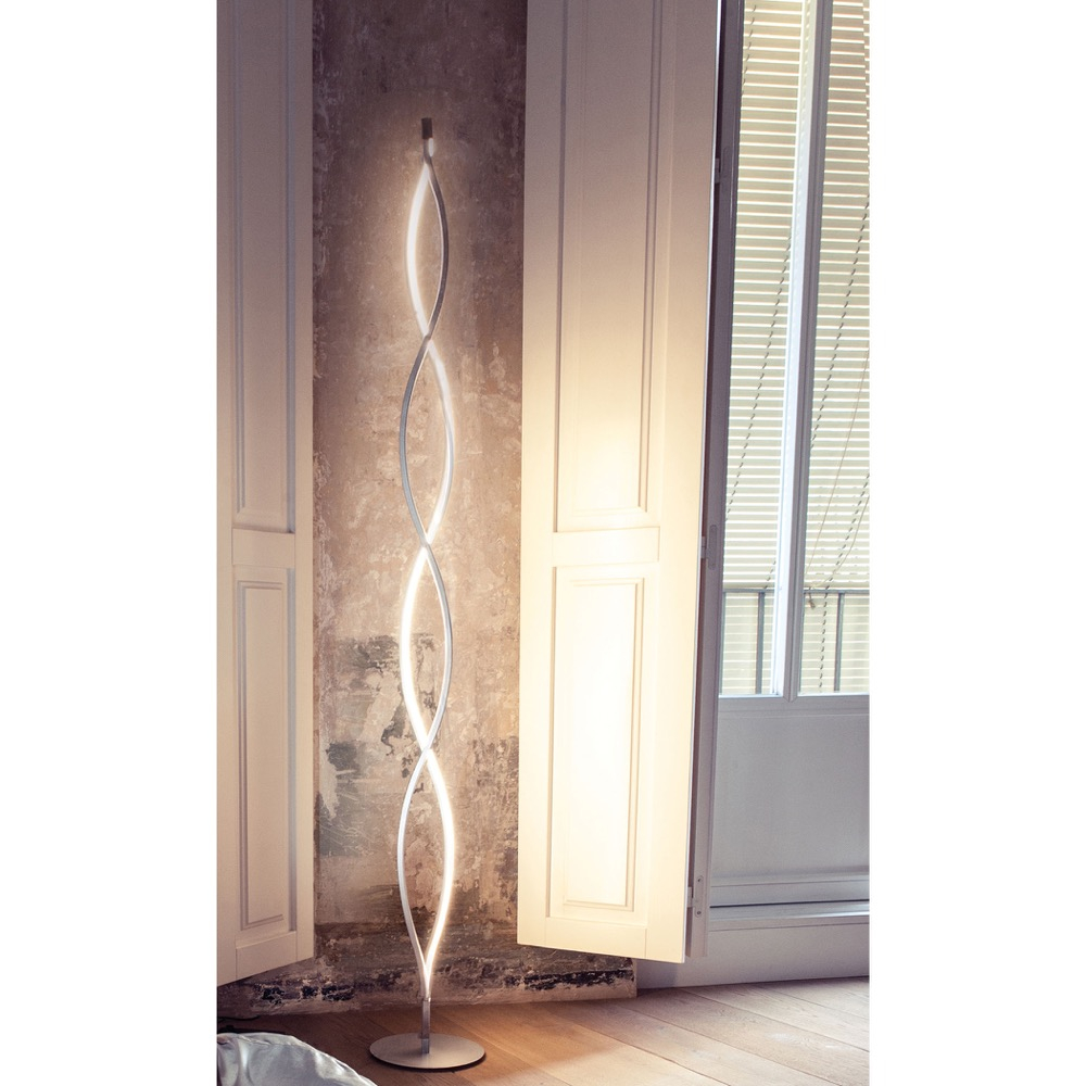 Twist 21 Watt Led Floor Lamp In Aluminum Elk Seven Colonial throughout measurements 1000 X 1000