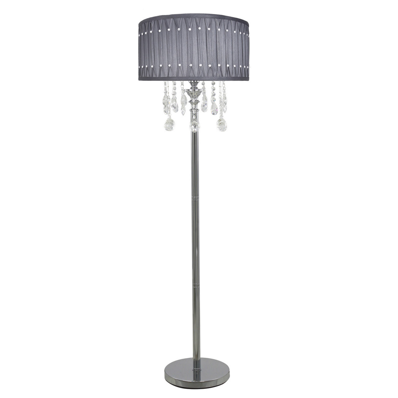 Versailles Silver Chrome Floor Lamp With Grey Shade with measurements 1300 X 1300