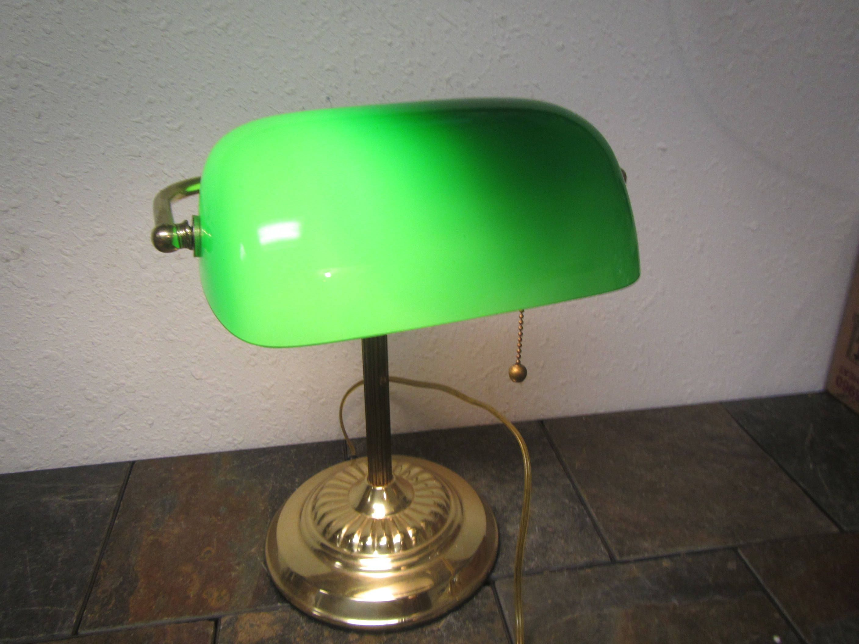 Vintage Brass Desk Lamp With Green Glass Shade Model 9400 Bankers within measurements 2816 X 2112