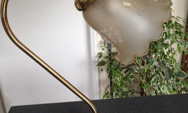 Vintage Brass Desk Table Lamp Etched Glass Shade In Cheadle Hulme inside measurements 768 X 1024