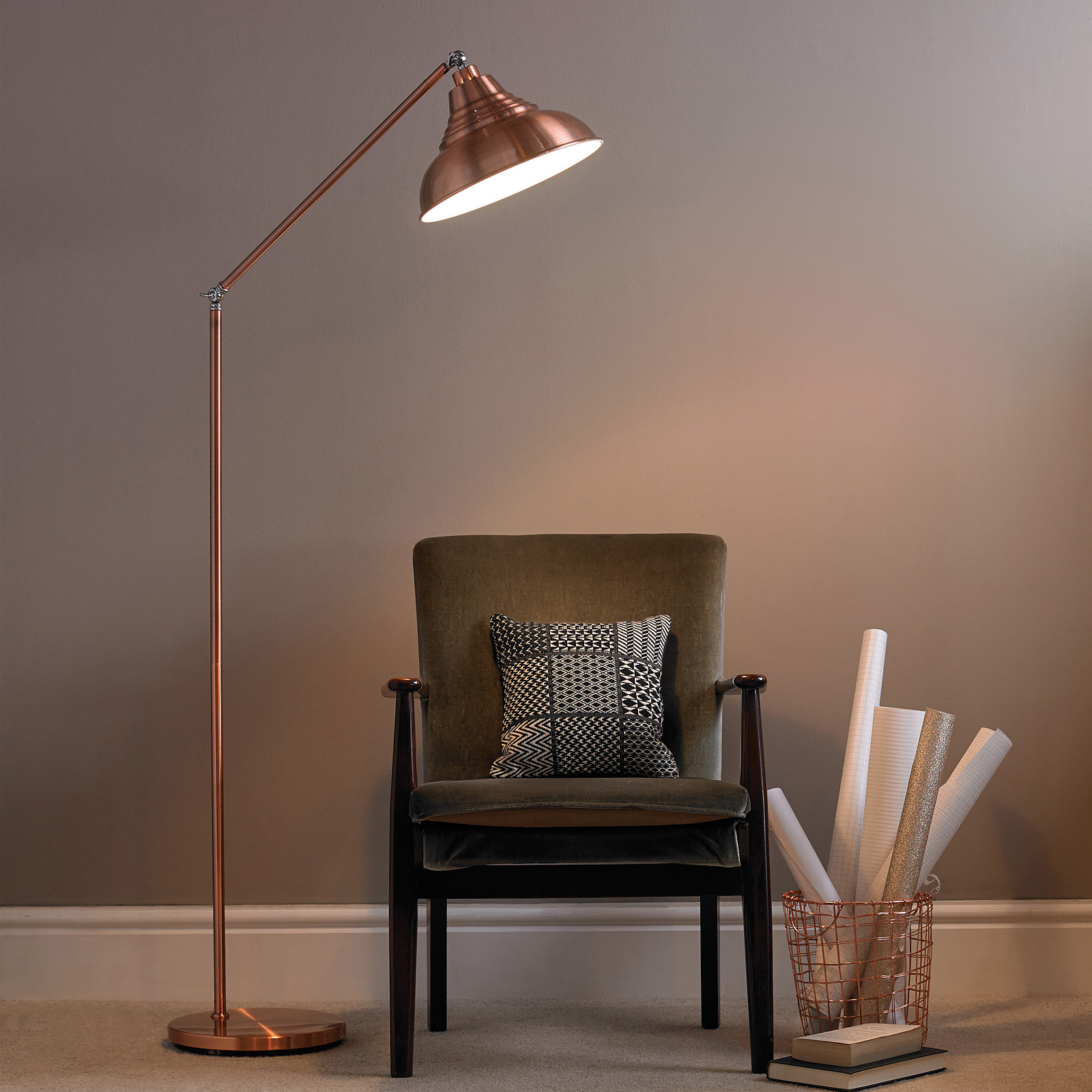 Vintage Metal Floor Lamp Copper Grey Or Cream Primrose Plum throughout dimensions 1600 X 1600