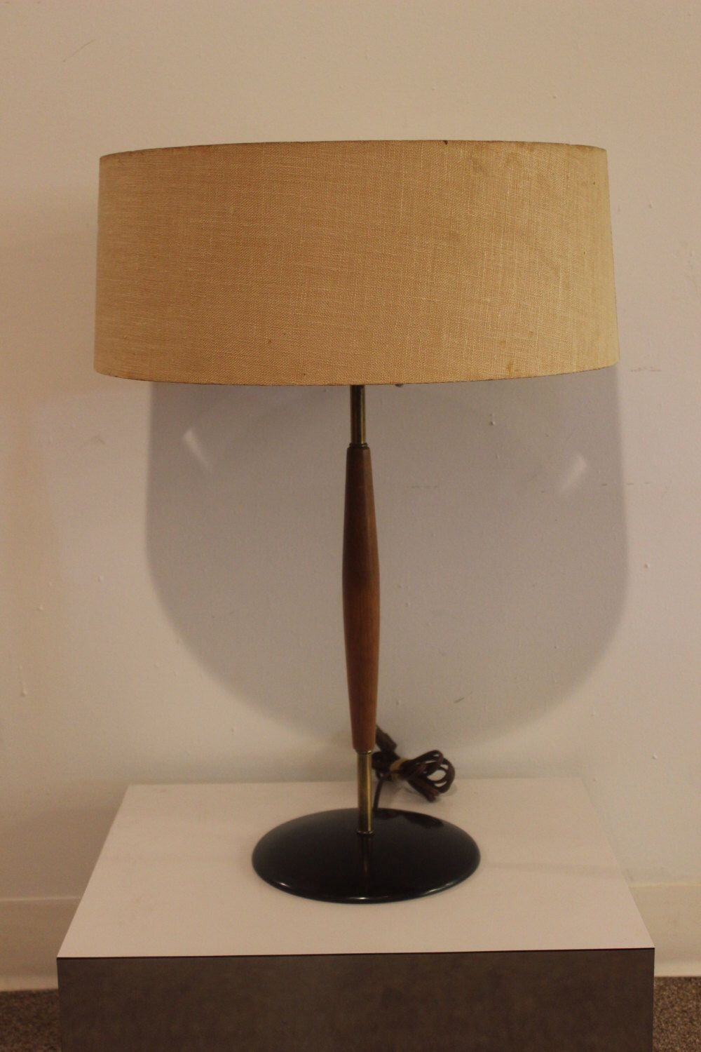 Vintage Mid Century Modern Brass Walnut Gerald Thurston Lightolier within proportions 1000 X 1500