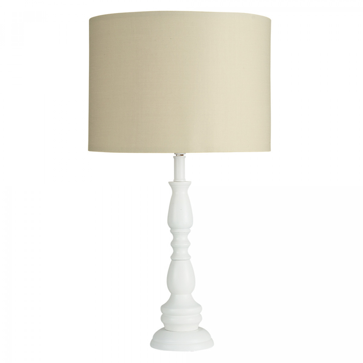 White Spindle Table Lamp With Cream Drum Shade Iconic Lights for proportions 1200 X 1200