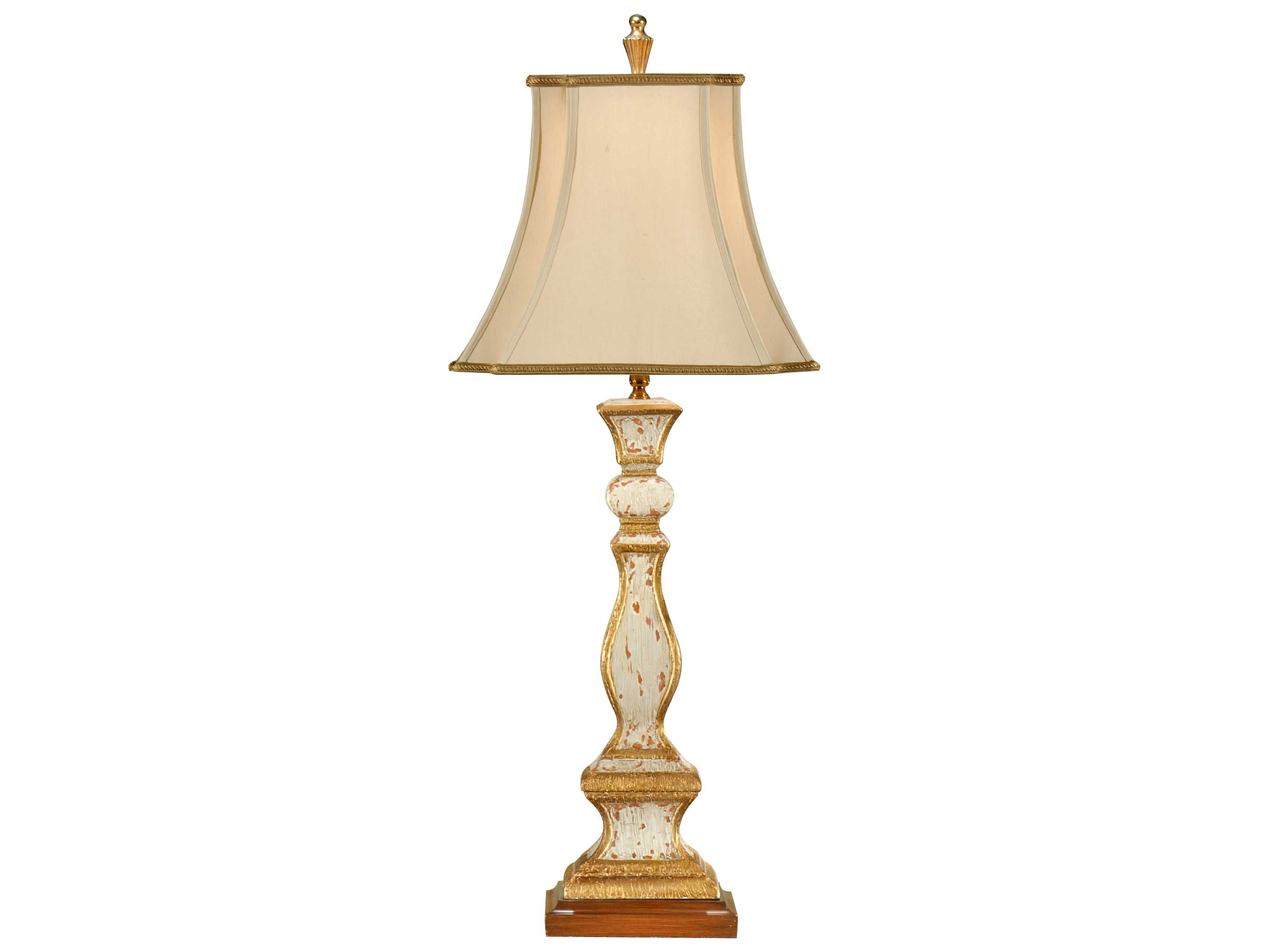 Wildwood Lamps Old Worn Antiqued Old White Gold Column Table Lamp regarding sizing 2901 X 2176