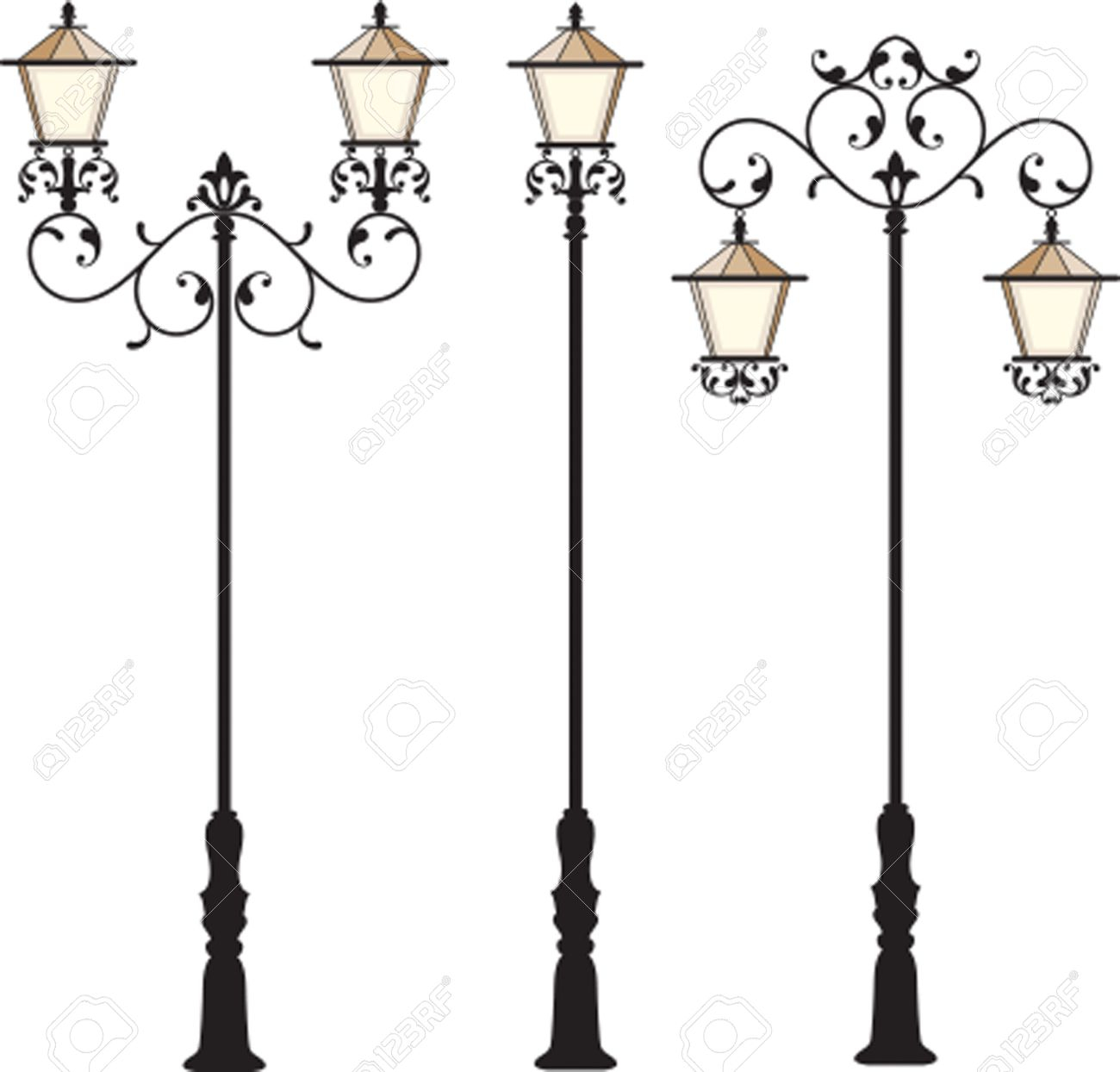 Wrought Iron Street Lamp Post Vector Art Royalty Free Cliparts inside measurements 1300 X 1244