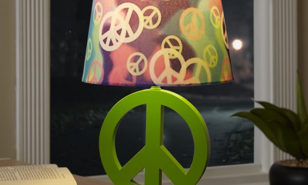 Your Zone Green Peace Sign Table Lamp With Rainbow Peace Shade intended for sizing 2000 X 2000