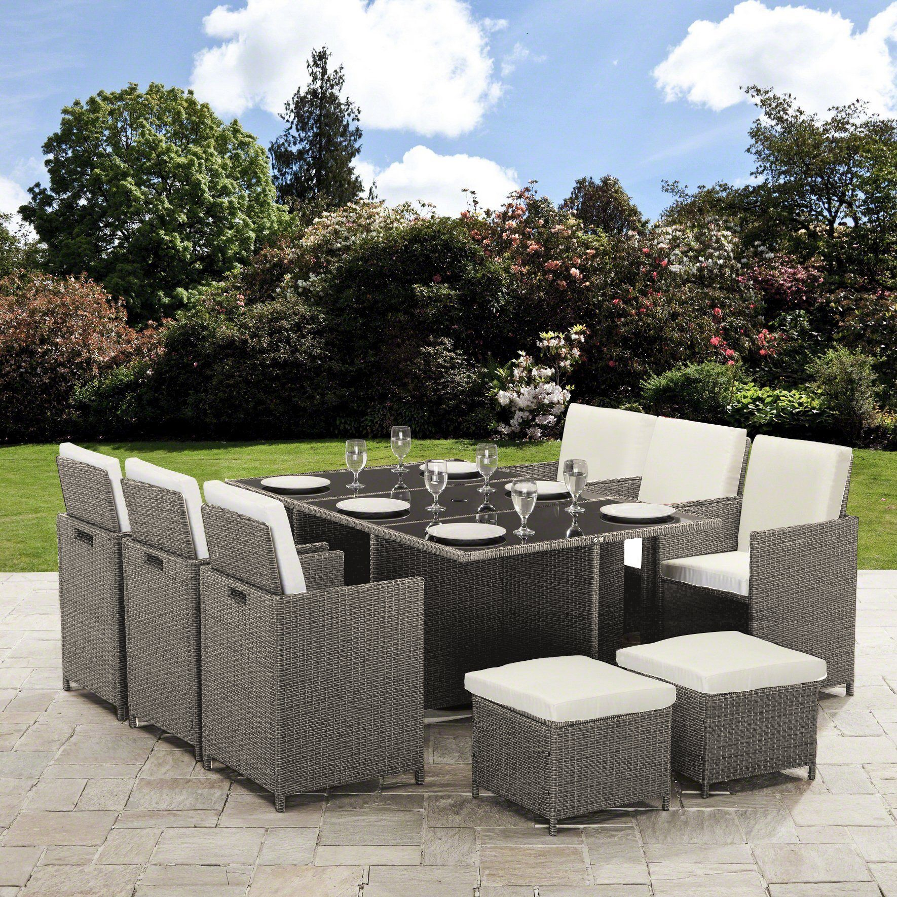 10 Seater Rattan Cube Garden Set Outdoor Dining Furniture intended for sizing 1770 X 1770