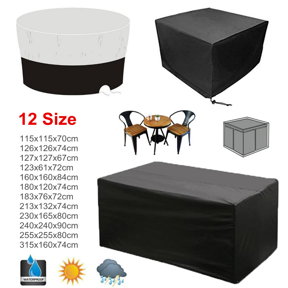 12 Sizes Waterproof Outdoor Patio Garden Furniture Rain Snow in dimensions 1200 X 1200