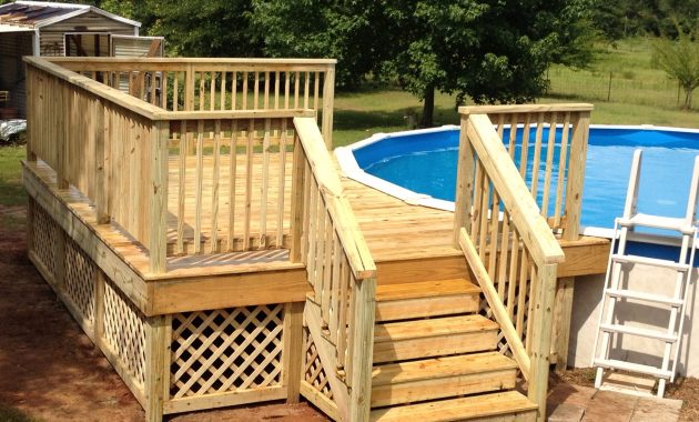 12x16 Deck On Round Pool Above Ground Pool Decks Pool for size 3264 X 2448