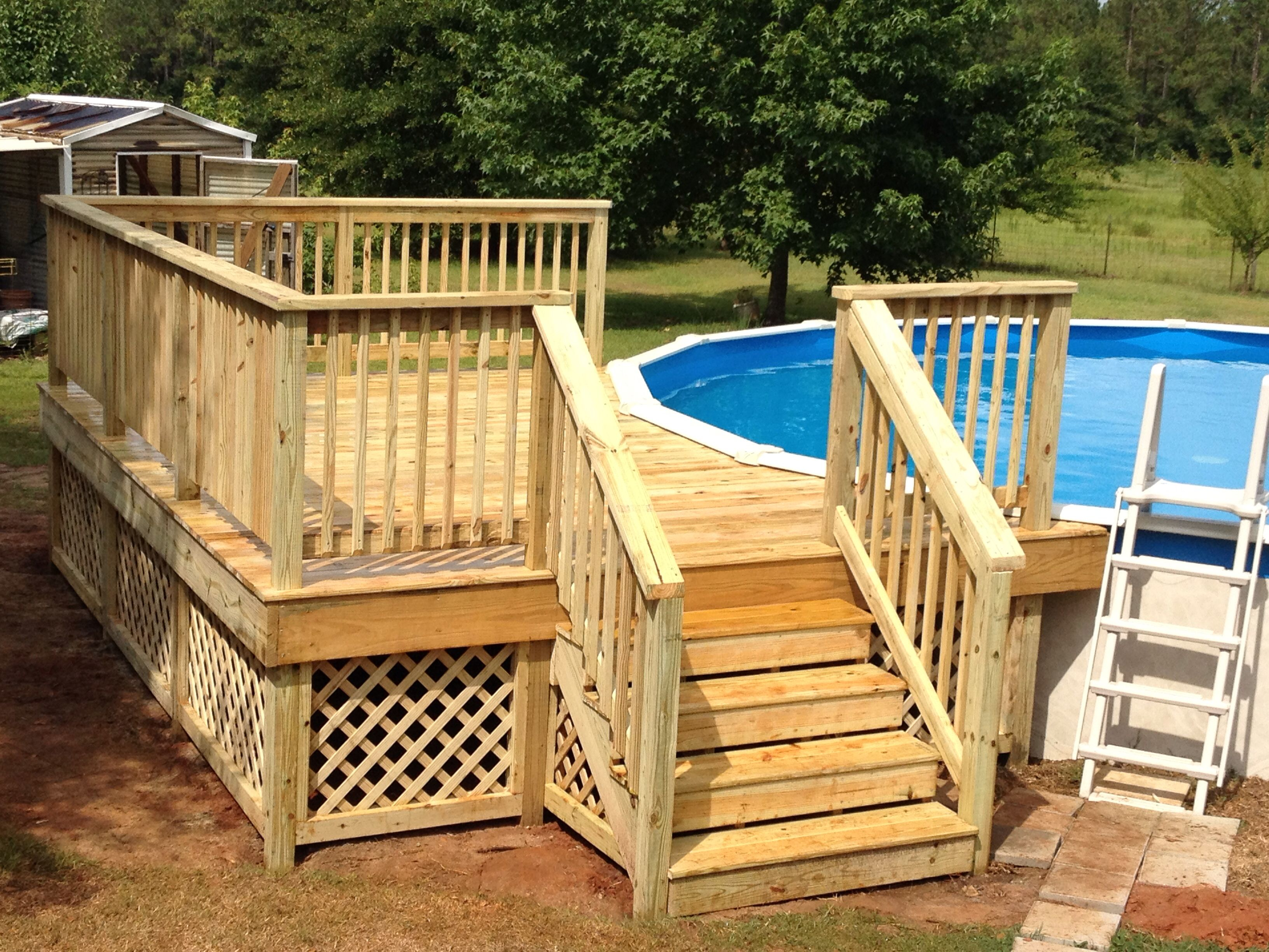 12x16 Deck On Round Pool Above Ground Pool Decks Pool for size 3264 X 2448