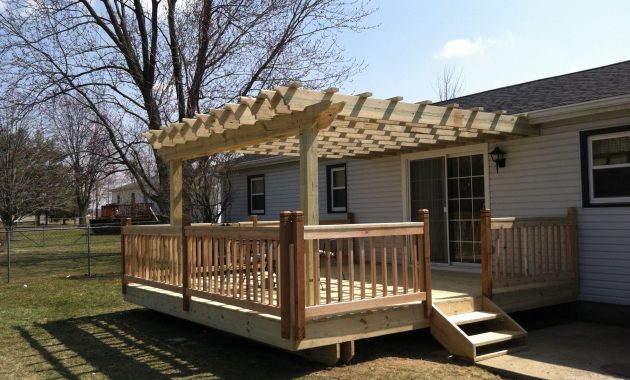 16x16 Deck With Pergola And Cedar Railings Deck With throughout sizing 2592 X 1936