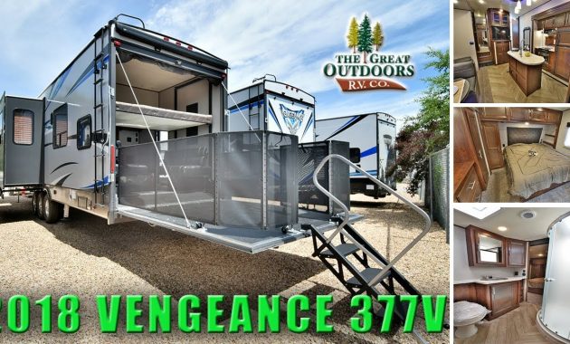 2018 Toy Hauler Rv Vengeance 377v Fifth Wheel Patio Deck Colorado Dealer with size 1280 X 720