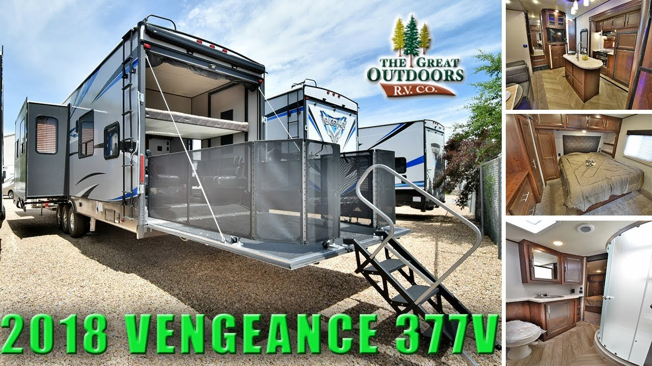 2018 Toy Hauler Rv Vengeance 377v Fifth Wheel Patio Deck Colorado Dealer with size 1280 X 720