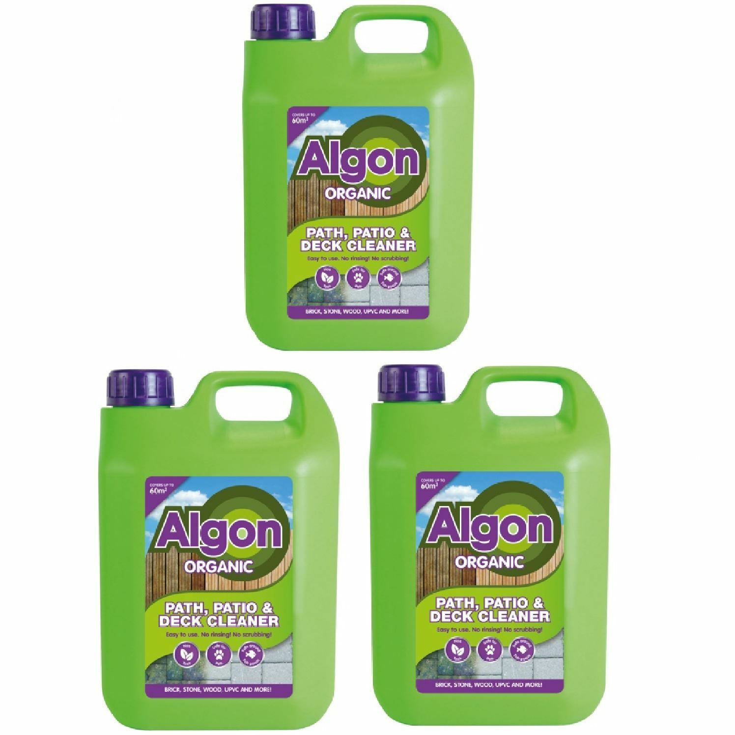 3 Litre Algon Organic Path Patio Deck Stone Wood Upvc Cleaner Concentrate 72 Sqm inside measurements 1496 X 1496