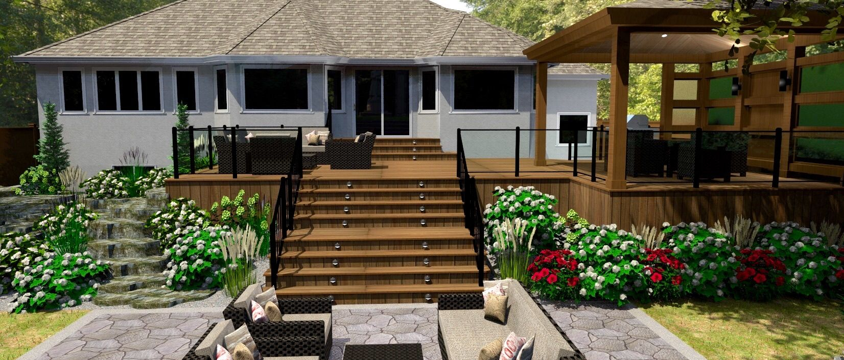 3d Design Rendering With Multilevel Deck regarding dimensions 1652 X 706