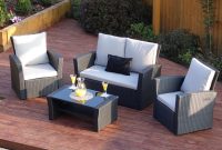 4 Piece Algarve Rattan Sofa Set In Black With Light Cushions Includes Free Protective Cover inside sizing 2736 X 1824