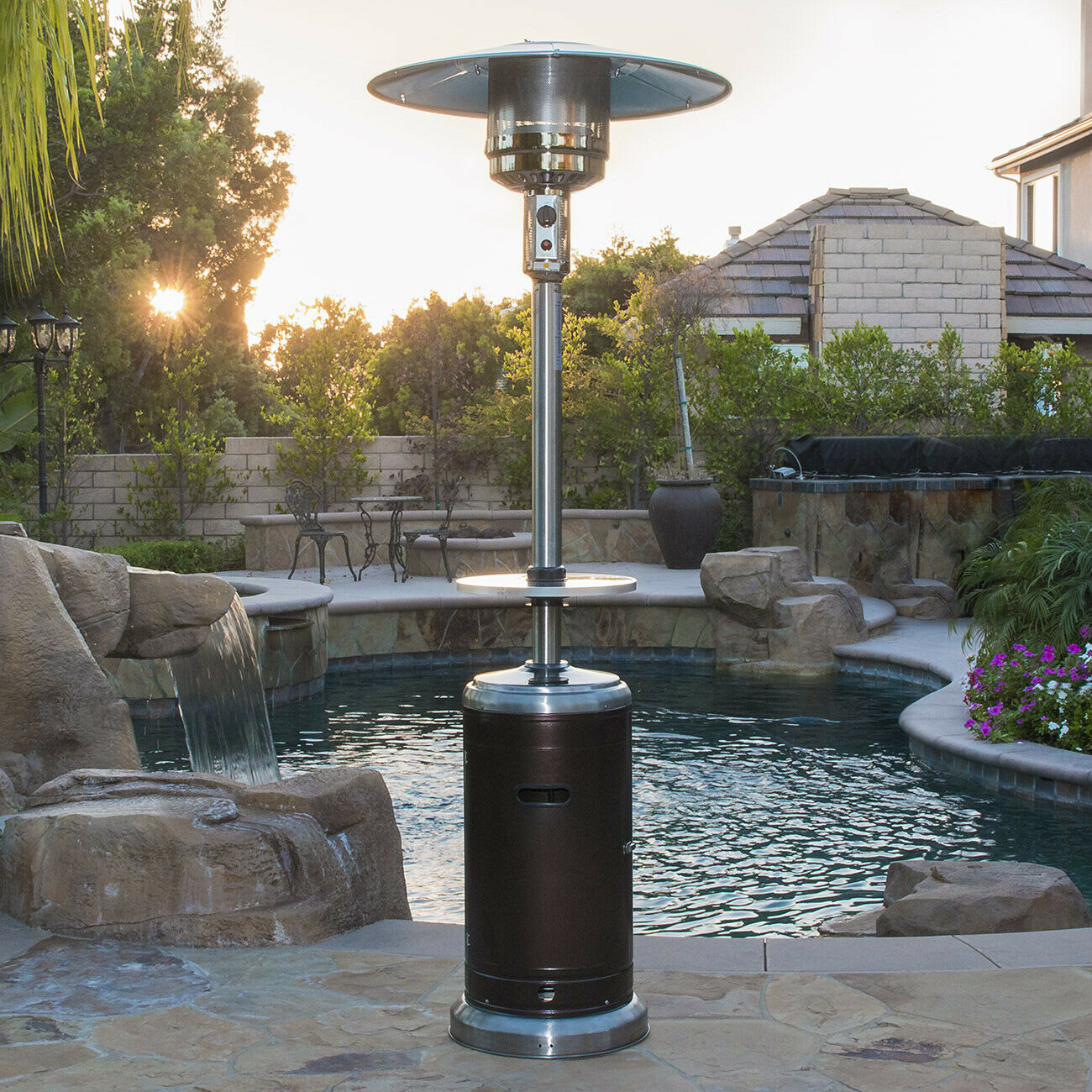 48000 Btu Propane Two Tone Patio Heater Deck And Table Lp Gas Hammered Bronze in dimensions 1300 X 1300