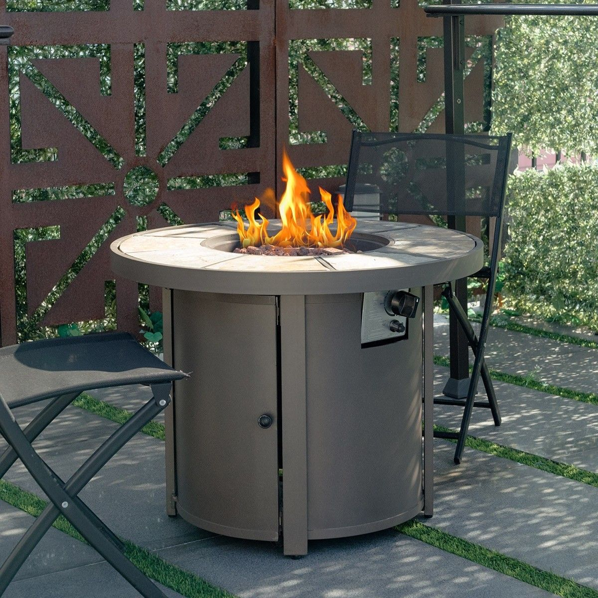 50000 Btus Round Outdoor Propane Gas Patio Heater With Cover with regard to sizing 1200 X 1200