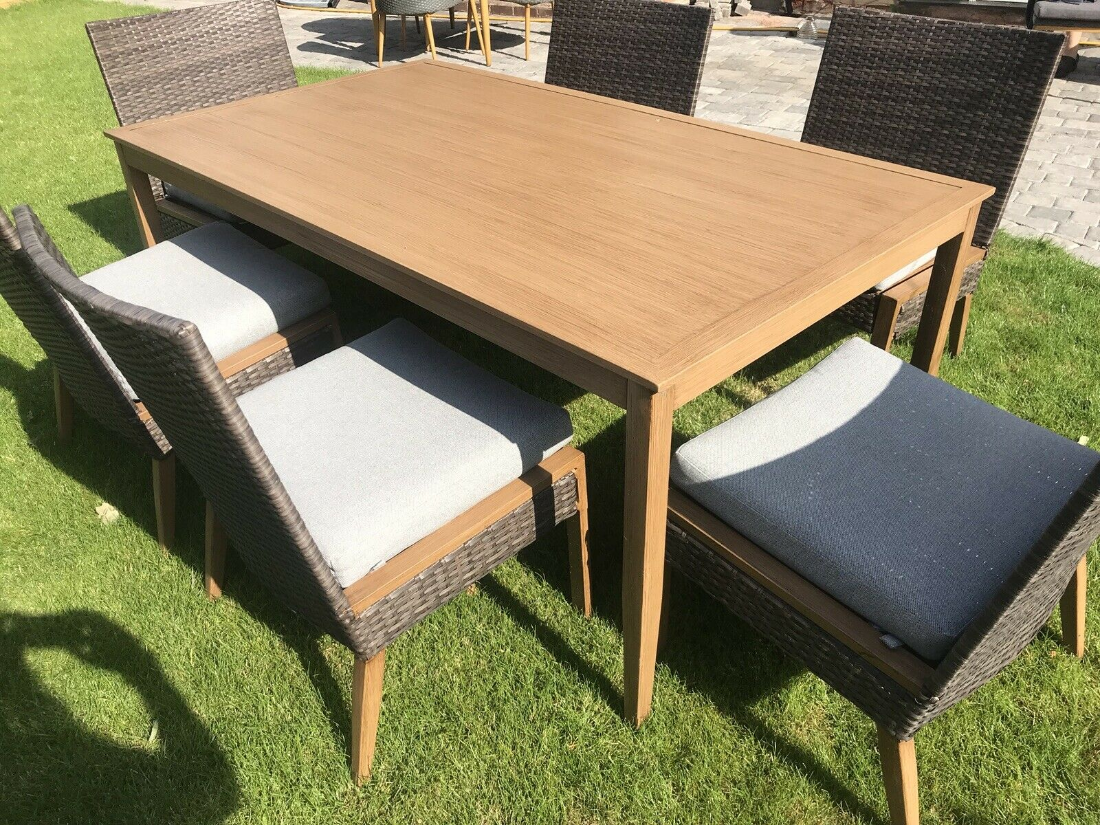6 Seater Patio Dining Set Outdoor Garden Furniture Table And Chairs With Cushion inside size 1600 X 1200