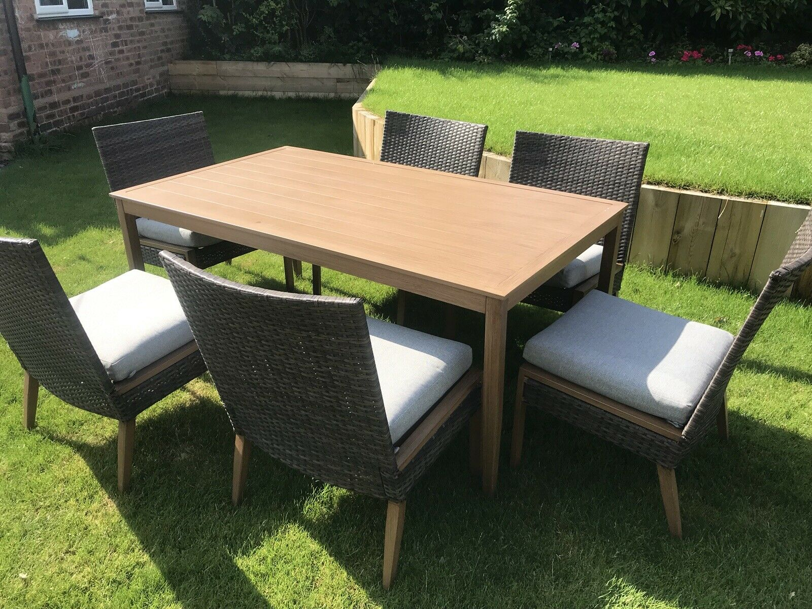 6 Seater Patio Dining Set Outdoor Garden Furniture Table And Chairs With Cushion throughout proportions 1600 X 1200