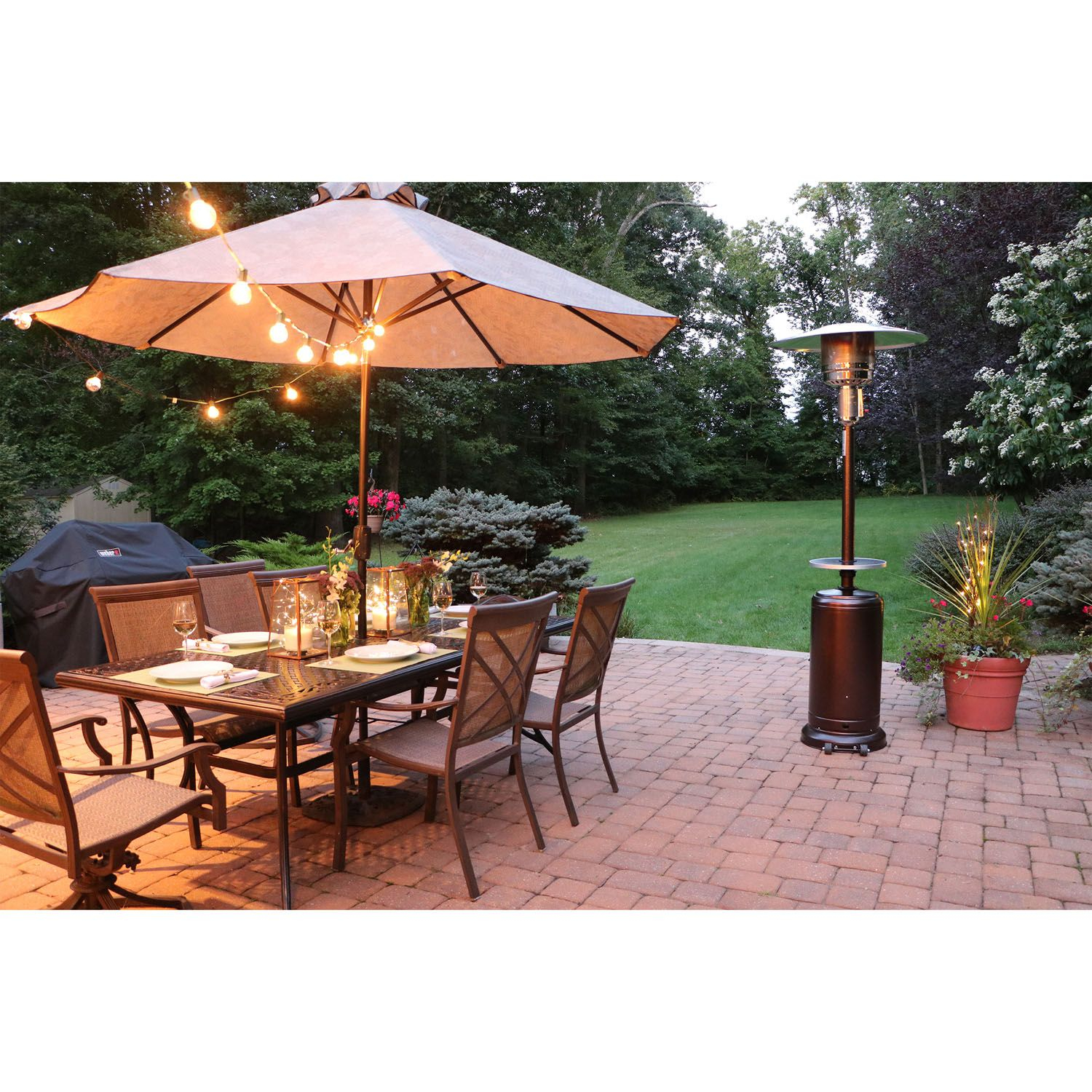 7 Ft Steel Umbrella Patio Heater In Hammered Bronze with regard to dimensions 1500 X 1500