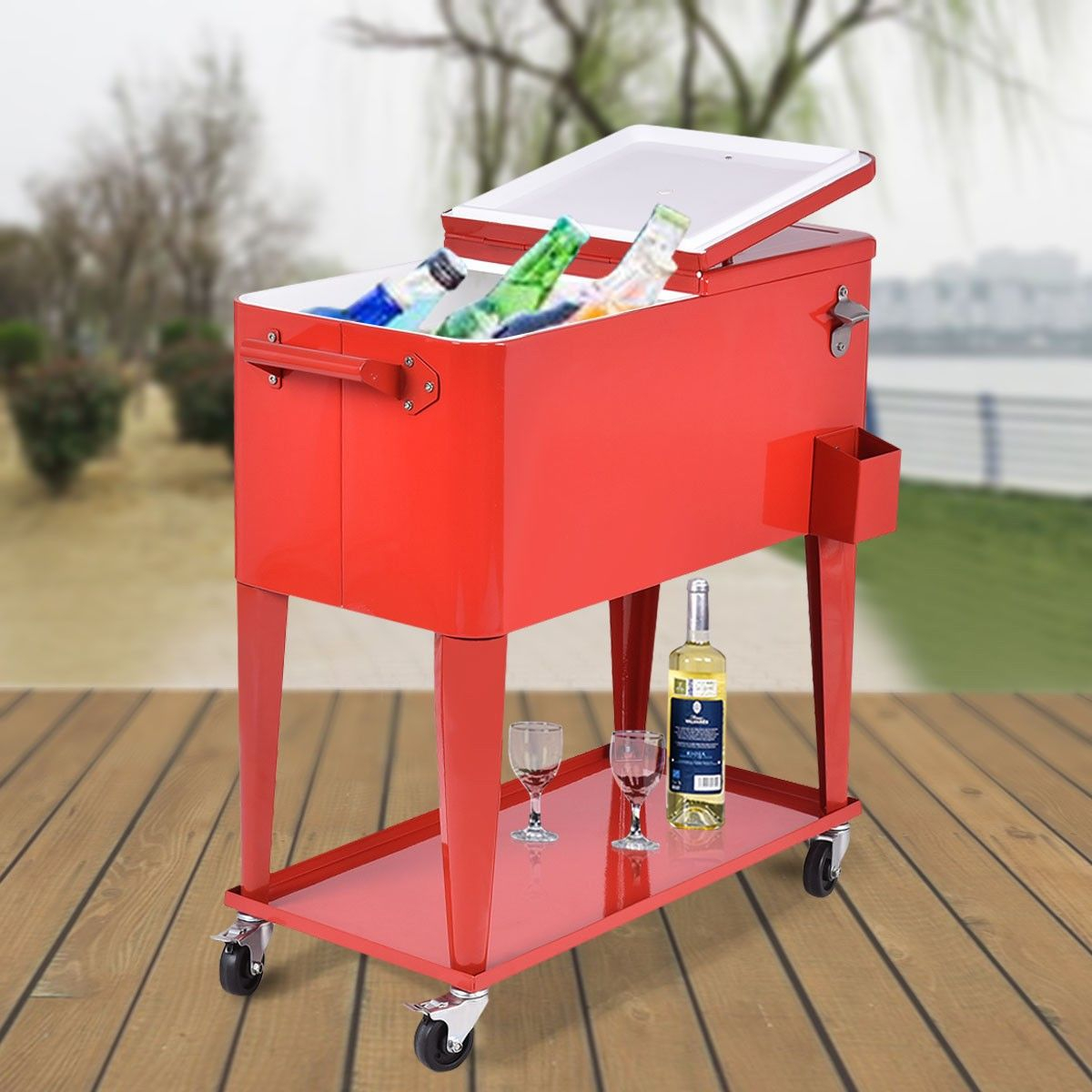 80 Quart Outdoor Patio Rolling Steel Construction Cooler with dimensions 1200 X 1200