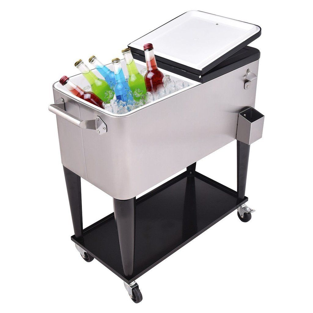 80 Quart Rolling Stainless Steel Ice Beverage Cooler inside measurements 1024 X 1024