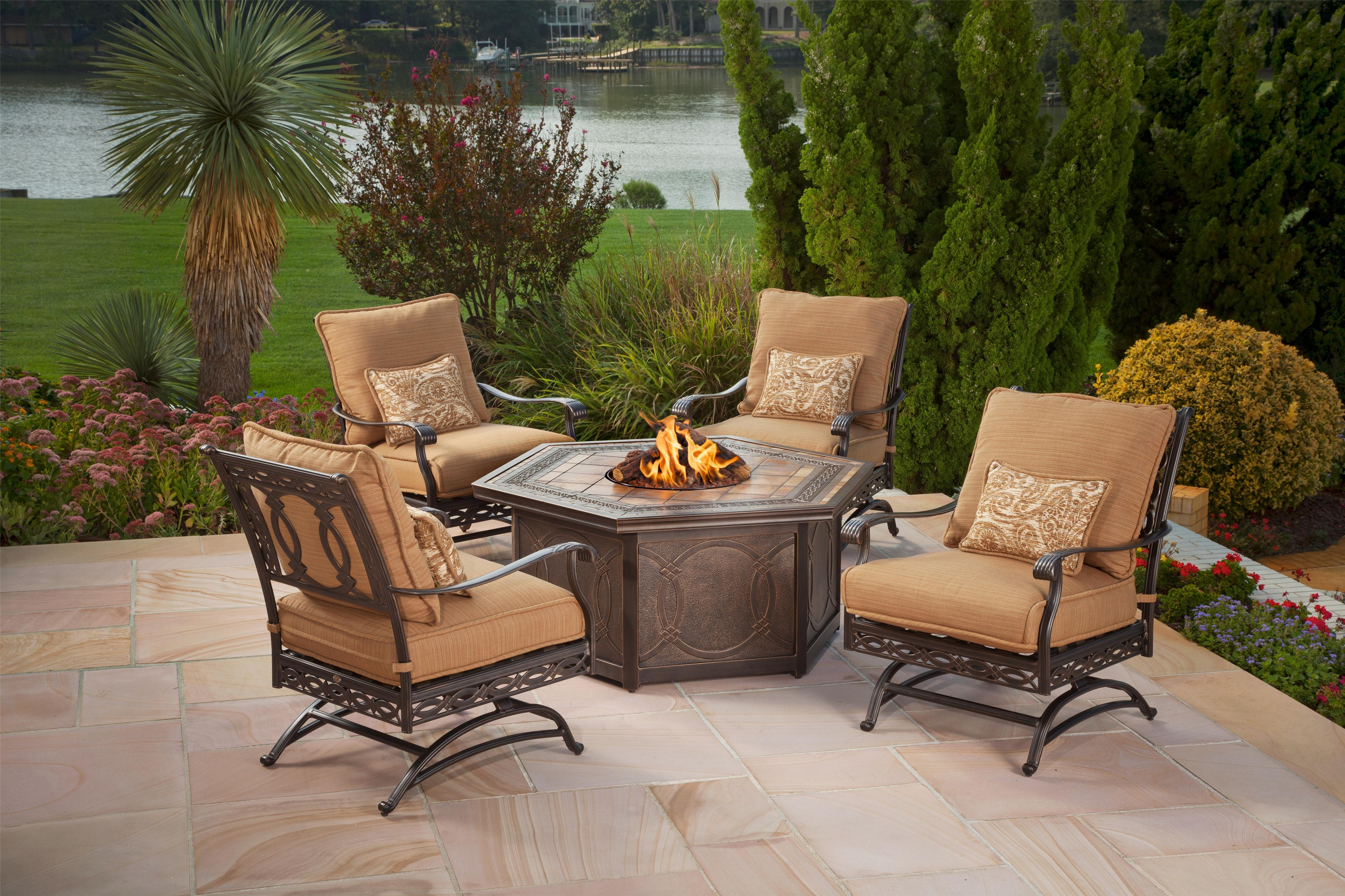 Agio Ashmost 5 Piece Spring Chair With Cushions And Firepit with regard to size 4000 X 2666