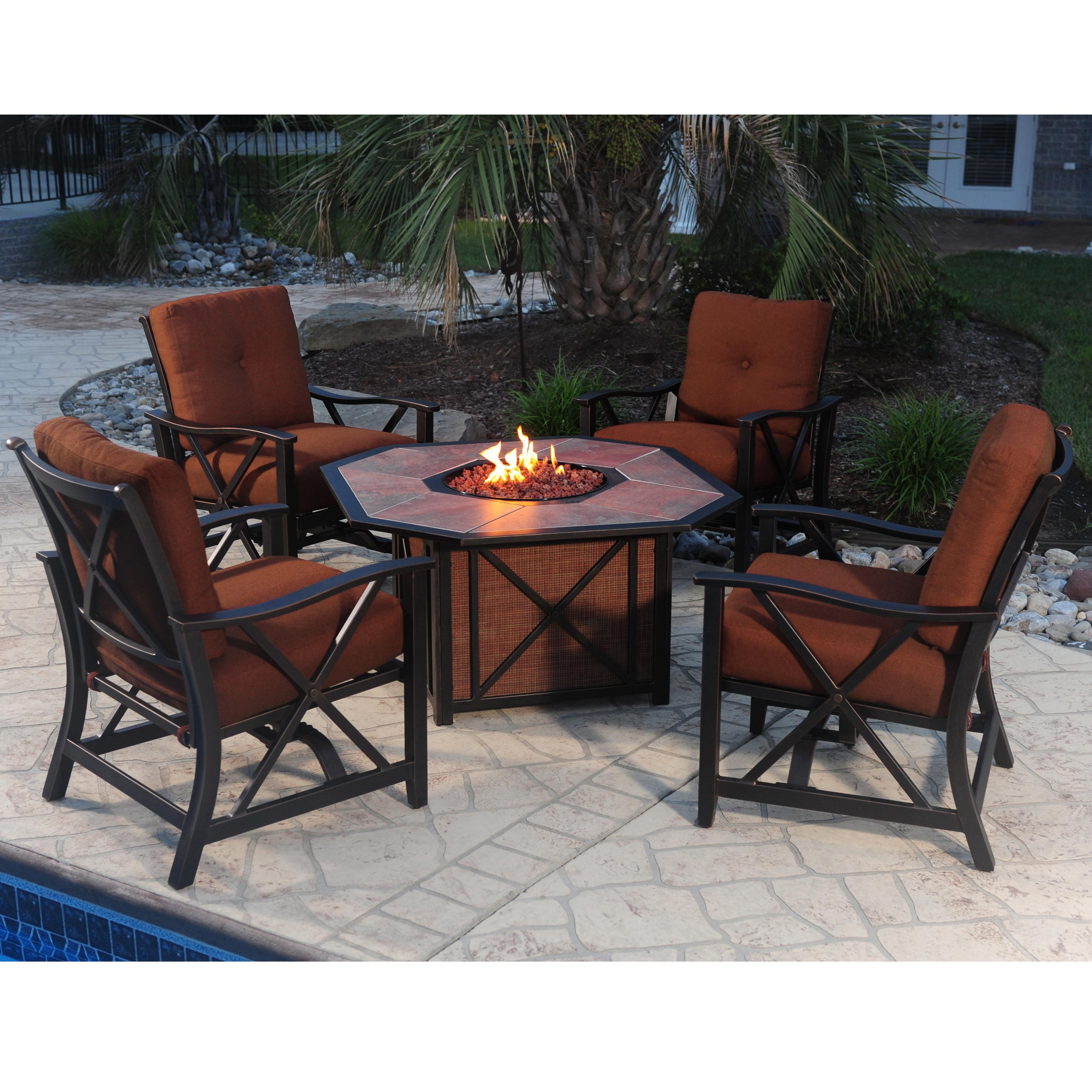 Agio Haywood 5 Piece Outdoor Fire Pit Set With Aluminum inside measurements 3651 X 3651