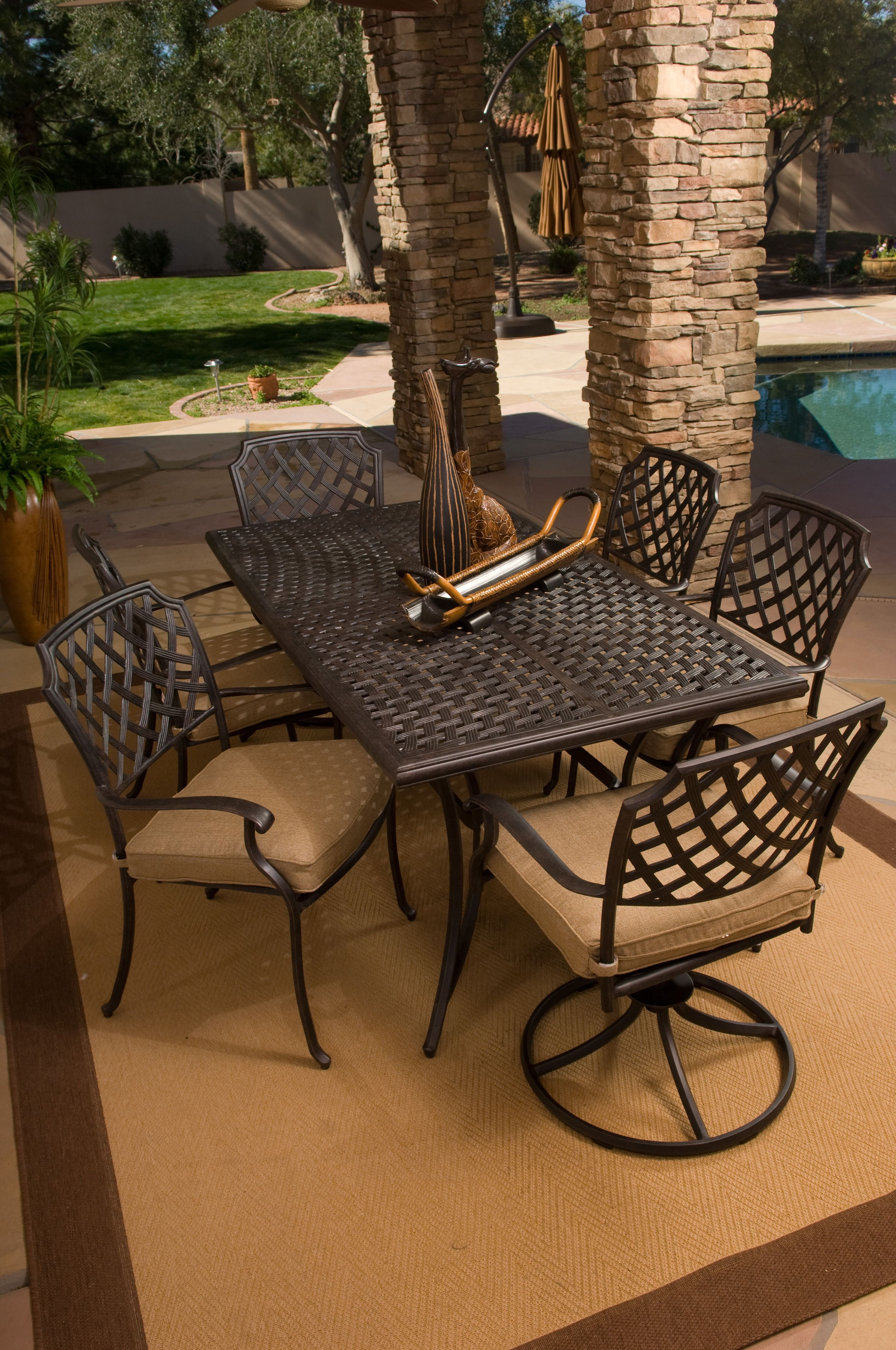 Agio Heritage Collection Aluminum Patio Furniture 7 Piece intended for proportions 2848 X 4288