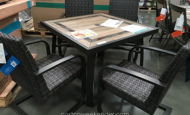 Agio International 5 Piece Woven Dining Set Costco Weekender pertaining to measurements 1600 X 1126