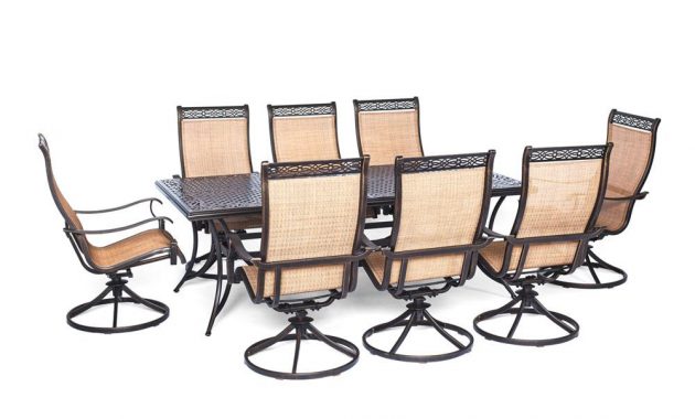 Agio Somerset 9 Piece Aluminum Rectangular Outdoor Dining Set With Swivels And Cast Top Table inside dimensions 1000 X 1000