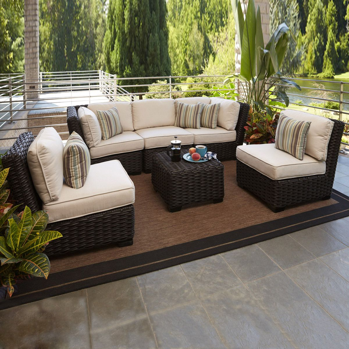 Allen Roth Blaney 6 Piece Outdoor Conversation Set 3lg with regard to sizing 1200 X 1200