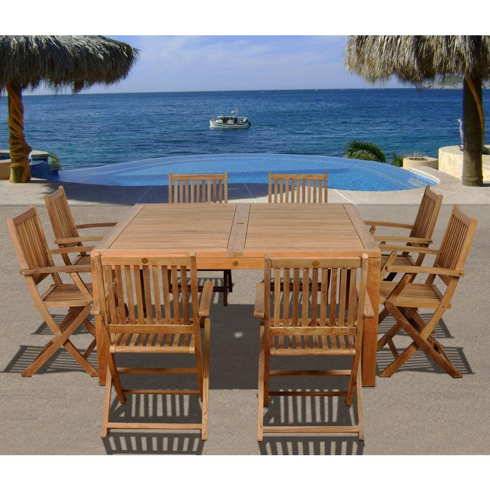 Amazonia Dubai Square 9 Piece Teak Patio Dining Set in dimensions 1000 X 1000