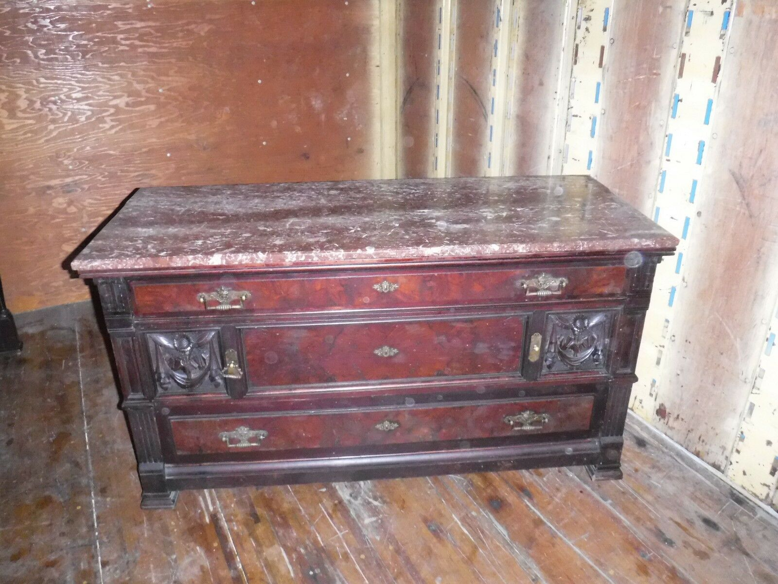Antique Marble Top Carved Wood Sideboard Server Buffet Furniture inside measurements 1600 X 1200